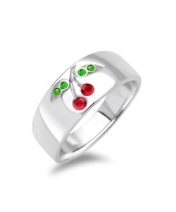 Cherry Rhinestone Silver Rings NSR-10